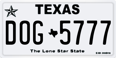TX license plate DOG5777