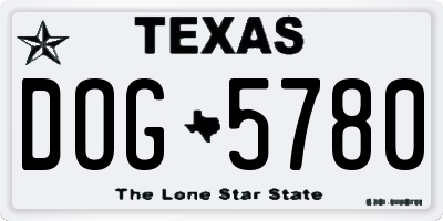 TX license plate DOG5780