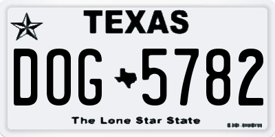 TX license plate DOG5782