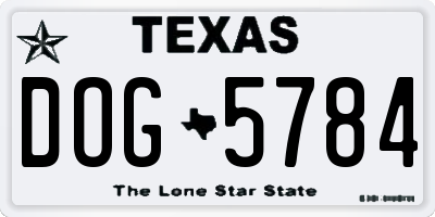 TX license plate DOG5784