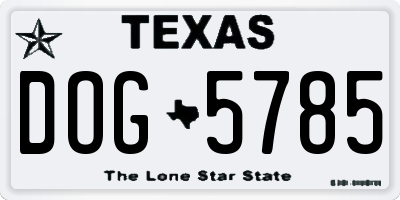 TX license plate DOG5785