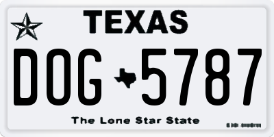 TX license plate DOG5787