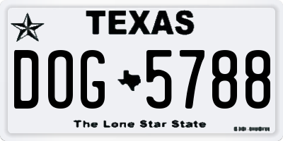 TX license plate DOG5788