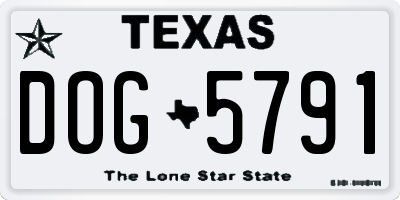 TX license plate DOG5791