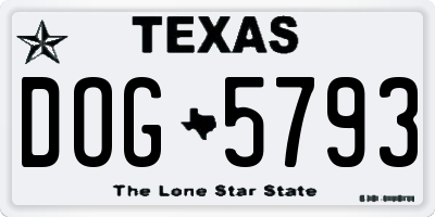 TX license plate DOG5793