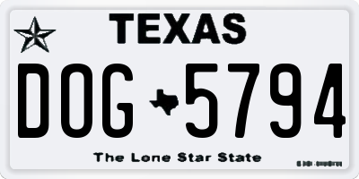 TX license plate DOG5794