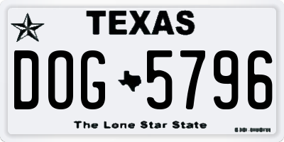 TX license plate DOG5796