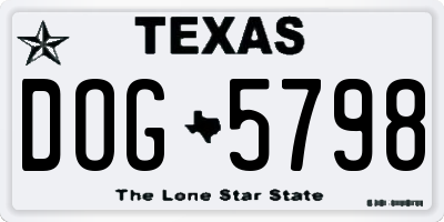 TX license plate DOG5798