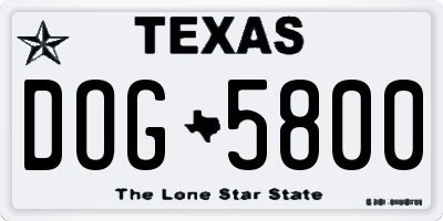TX license plate DOG5800