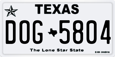 TX license plate DOG5804