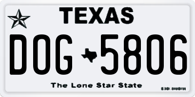 TX license plate DOG5806