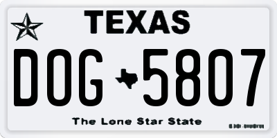 TX license plate DOG5807