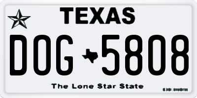 TX license plate DOG5808