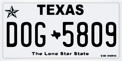TX license plate DOG5809