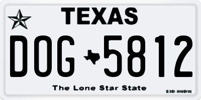 TX license plate DOG5812