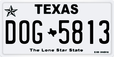 TX license plate DOG5813