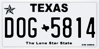 TX license plate DOG5814