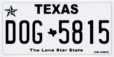 TX license plate DOG5815