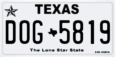 TX license plate DOG5819