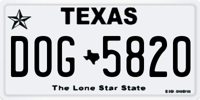 TX license plate DOG5820