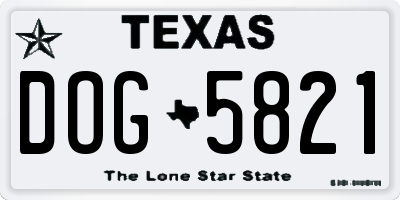 TX license plate DOG5821
