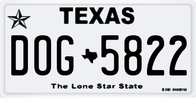 TX license plate DOG5822