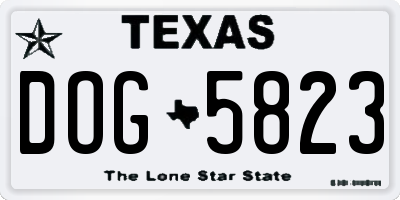 TX license plate DOG5823