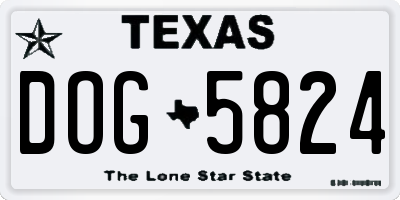TX license plate DOG5824