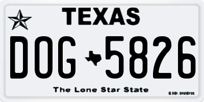 TX license plate DOG5826