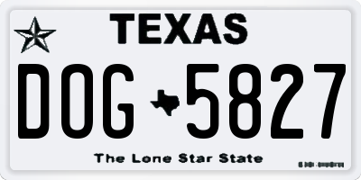 TX license plate DOG5827