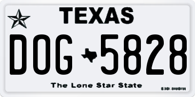 TX license plate DOG5828
