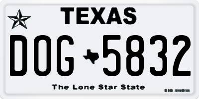 TX license plate DOG5832