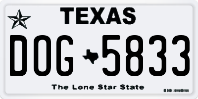 TX license plate DOG5833