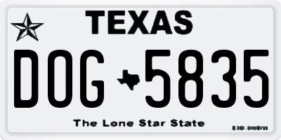 TX license plate DOG5835