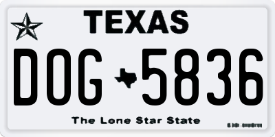 TX license plate DOG5836