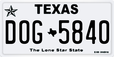 TX license plate DOG5840