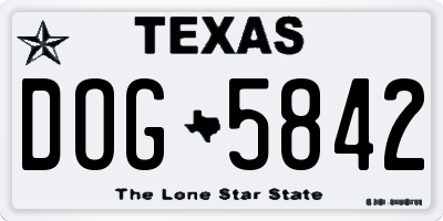 TX license plate DOG5842