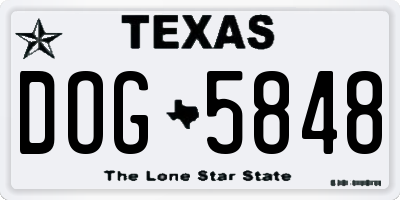 TX license plate DOG5848