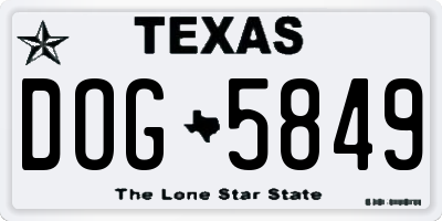 TX license plate DOG5849