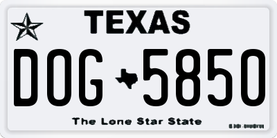 TX license plate DOG5850