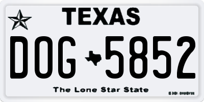TX license plate DOG5852