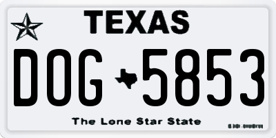 TX license plate DOG5853