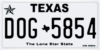 TX license plate DOG5854