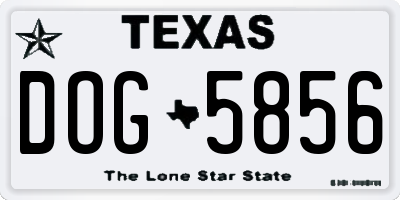 TX license plate DOG5856