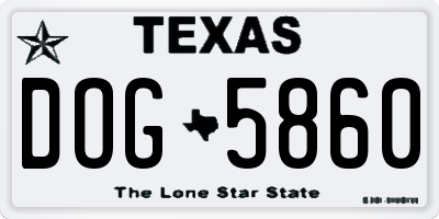 TX license plate DOG5860