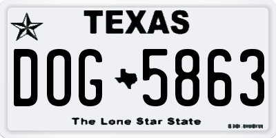 TX license plate DOG5863