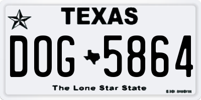 TX license plate DOG5864