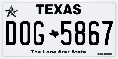 TX license plate DOG5867