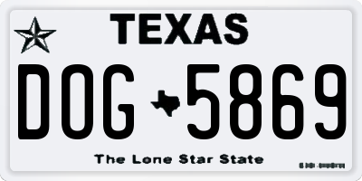 TX license plate DOG5869