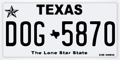 TX license plate DOG5870